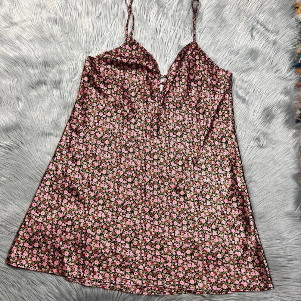 Vintage Morgan Taylor Intimates Pink Green Red Black Floral Slip